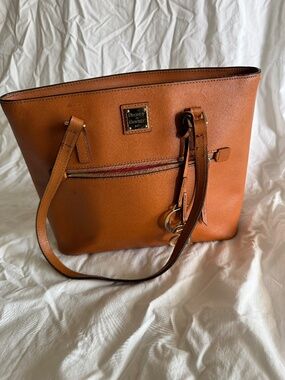 Dooney & Bourke Brown/Tan Saffiano Small Shopper Tote